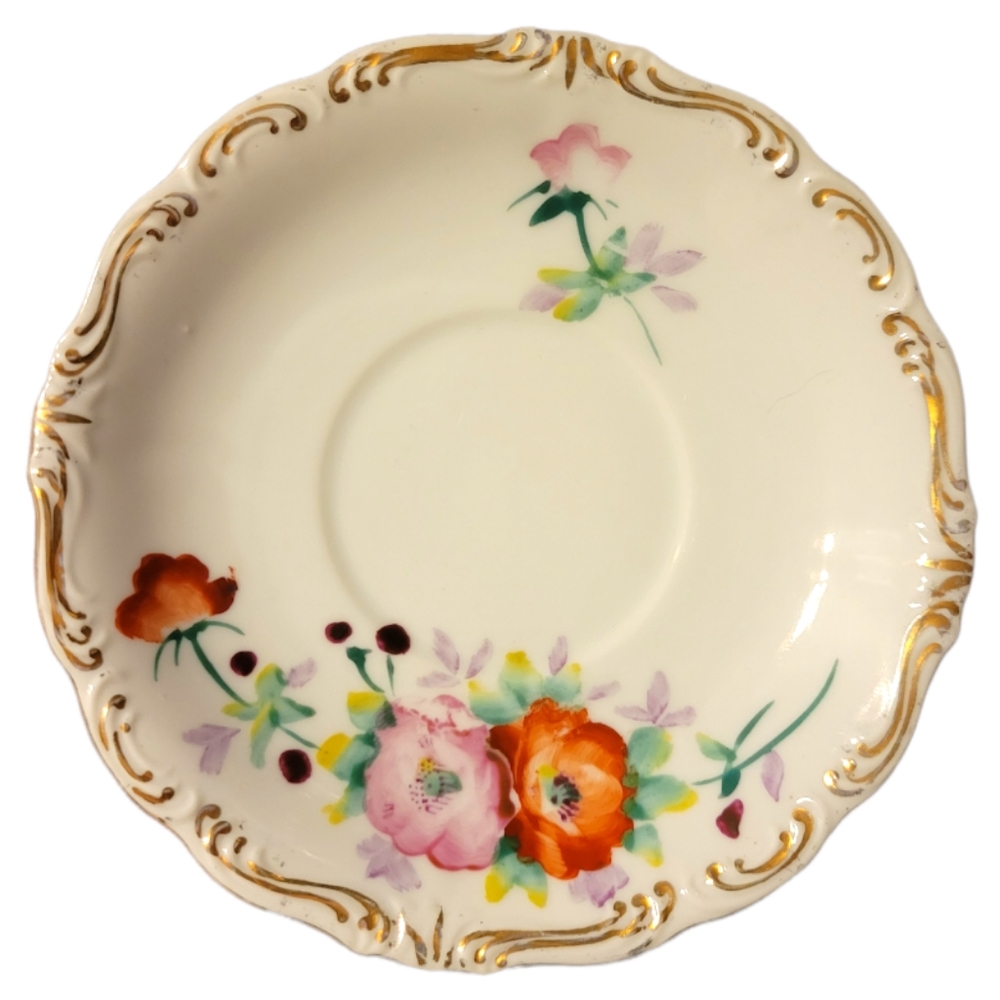 Hand Painted Porcelain Gold Trim Japanese Saucer Flowers Roses